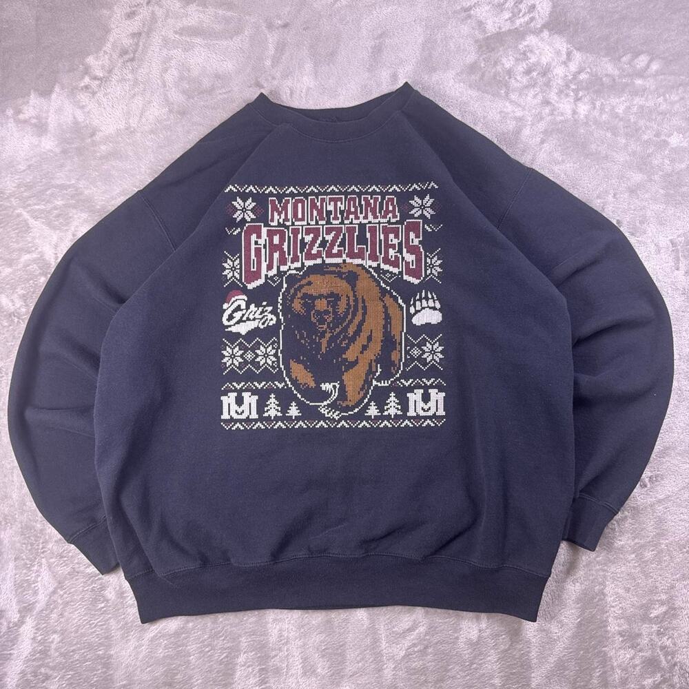 Vintage 90s Montana Grizzlies Crewneck Sweatshirt Men’s Large Navy NCAA